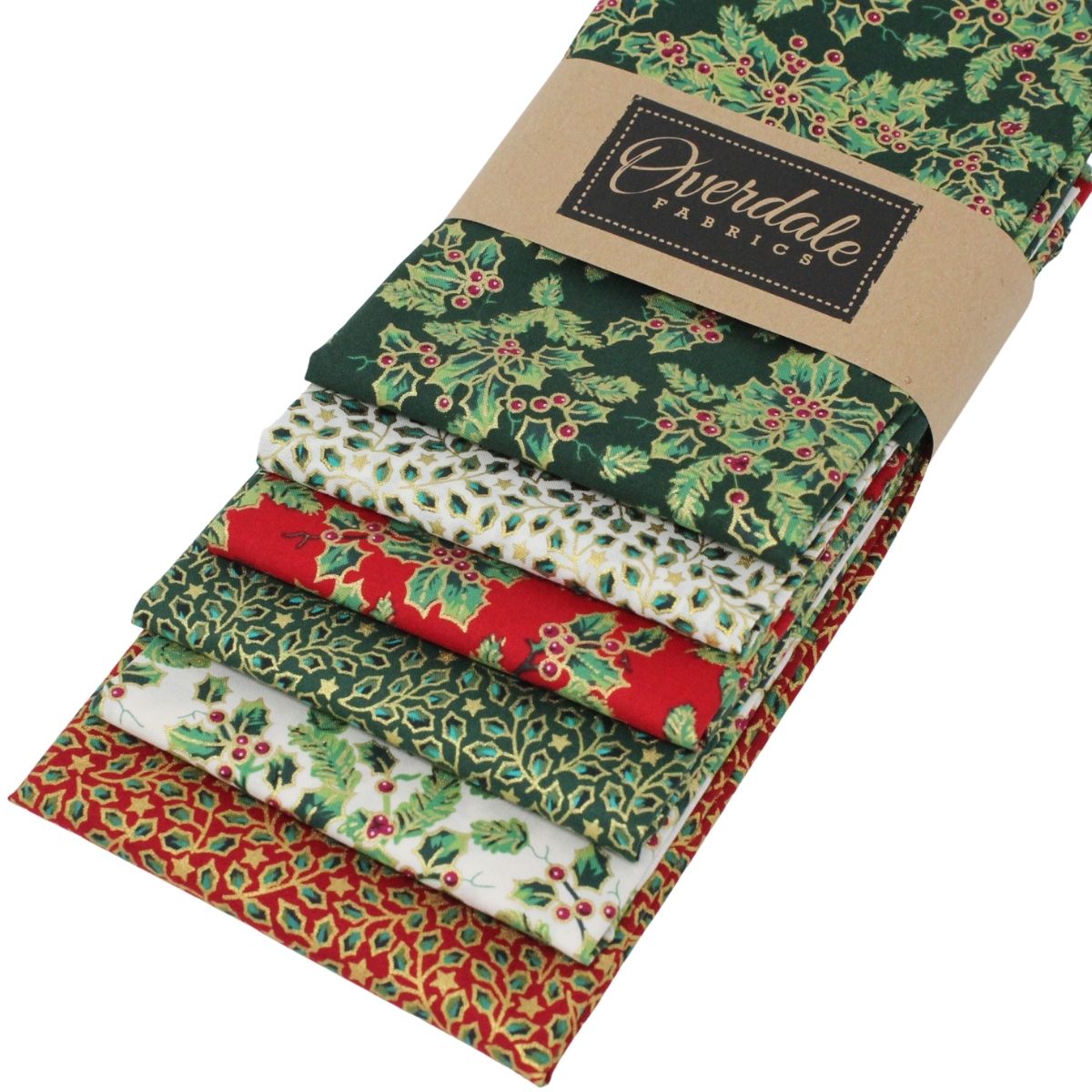 6 Fat Quarters - "Christmas Holly" - Image 2